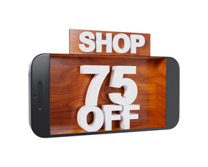 Online Mobile Shopping 75 Percent Discount 3d illustration