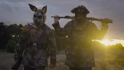 Soldier wehrmacht world war two in a scary mask. 
