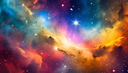 Fototapeta na wymiar space galaxy realistic illustration colorful nebula background created with generative ai
