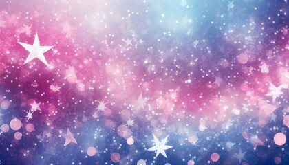 pink and blue starry glitter feminine toned bokeh background banner wide pink and blue sparkling glittery star speckled background with a whoosh of stars moving through the middle - obrazy, fototapety, plakaty