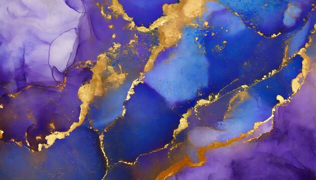 blue and purple marble and gold abstract background texture indigo ocean blue marbling with natural luxury style swirls of marble and gold powder ai generated