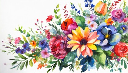 colorful watercolor bouquet of flower on white backgrounds with copy space illustration for wedding stationary greetings textile wallpapers fashion wrappers card illustration genera - obrazy, fototapety, plakaty