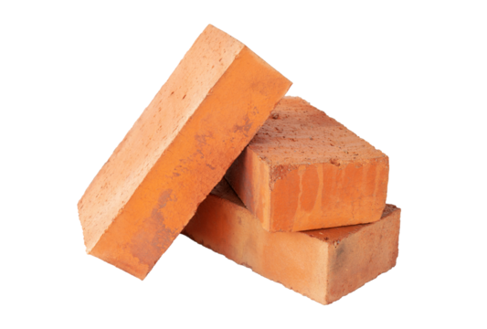 solid fireproof clay brick used for the construction of fireplaces and stoves, on an isolated white background