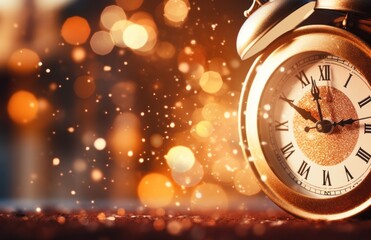 a christmas background with clock