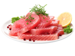 Exquisite Tuna Sashimi, isolated on a transparent or white background