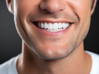 Fototapeta premium a man smiling with his teeth well trimmed
