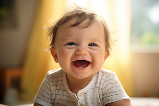 Sunny Smiles: Radiant Baby with Messy Hair