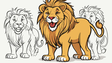 Obraz premium Lion cartoon character vector image. Illustration of cute lion design graphic on the white background