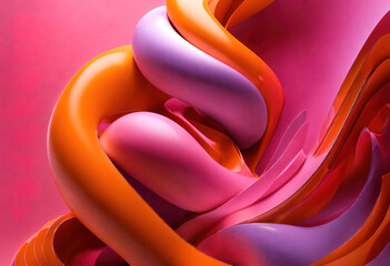 Abstract 3d render of twisted shape. Generative Ai