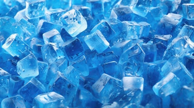 Closeup Blue crystals ice cubes as background