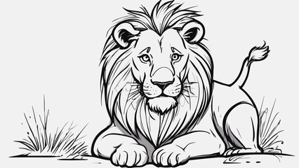 Obraz premium Lion cartoon character vector image. Illustration of cute lion design graphic on the white background