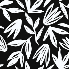 Modern abstract floral vector pattern. Collage contemporary seamless pattern. Hand drawn cartoon style pattern. Minimalism - 686223777