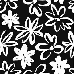 Modern abstract floral vector pattern. Collage contemporary seamless pattern. Hand drawn cartoon style pattern. Minimalism - 686223985