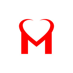 Letter M heart logo icon design 