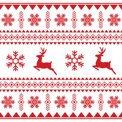 Cute and Cozy Christmas pattern with Deers and Snowflakes