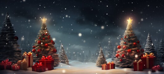 Merry Christmas and Happy New Year background with copy space.