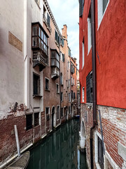 View of buildings and canal. Selective focus  - obrazy, fototapety, plakaty