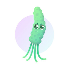 Vector illustration of a Helicobacter Pylori bacteria in cartoon style.