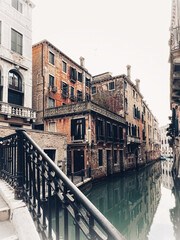View of buildings and canal. Selective focus  - obrazy, fototapety, plakaty