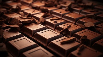 Chocolate food brown candy delicious dark broken sweet cocoa sugar dessert closeup