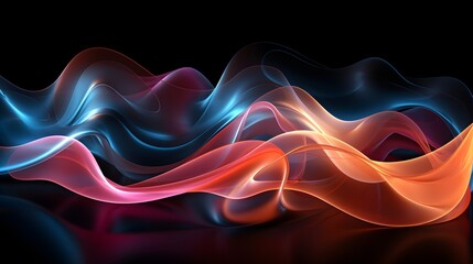 Abstract Colorful Wavy Light Trails on Dark Background