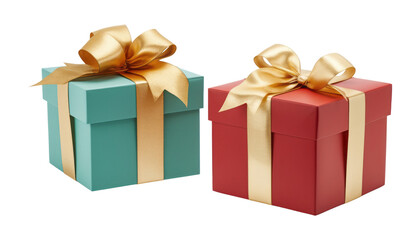 Obraz premium red and green gift box isolated on transparent background cutout