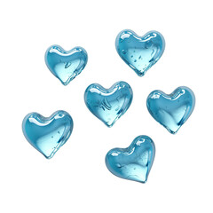 Aqua hearts isolated on transparent background