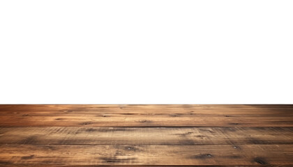 empty wooden table isolated on transparent background cutout