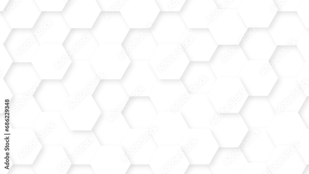 Poster seamless honeycomb hexagonal geometric mesh cell texture. abstract white honeycomb vector wallpaper 