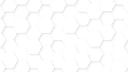 Fotobehang Seamless honeycomb hexagonal geometric mesh cell texture. Abstract white honeycomb vector wallpaper with a hexagonal grid. technology mesh cell seamless pattern. © Creative Design