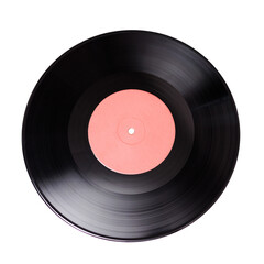 Fototapeta premium Black old vinyl disc isolated on white