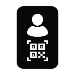 Digital id icon avatar with qr code for bio-metric identity in vector male user person profile symbol for in a glyph pictogram illustration