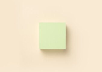 Product presentation flat lay scene in pastel colors made with square podium, top view photography