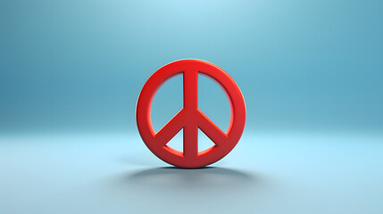 red peace symbol on a blue background