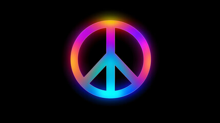 multicolored peace symbol on a black background