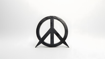 black peace symbol on a white background