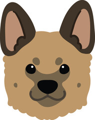 Simple and cute hand drawn German Shepherd dog illustration flat colored