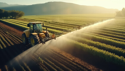Agriculture Watering Fields , Environmental eco safe Conservation - obrazy, fototapety, plakaty