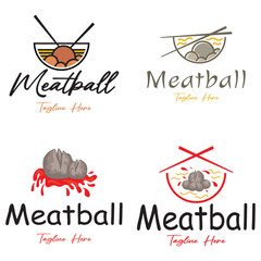 meatball logo design illustration template for Asian food, processed meat, restaurant, business
