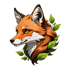 Obraz premium Cute Cartoon Fox with Soft Fur Illustration, Isolated digital art of an adorable cartoon fox with fluffy fur and big eyes, ideal for children's content, T-shirt prints, and wildlife them