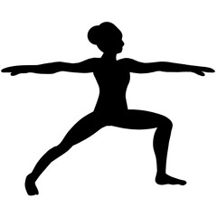 Yoga Pose Illustration - Warrior Pose 2 - Virabhadrasana 2 - Yogo pose silhouette