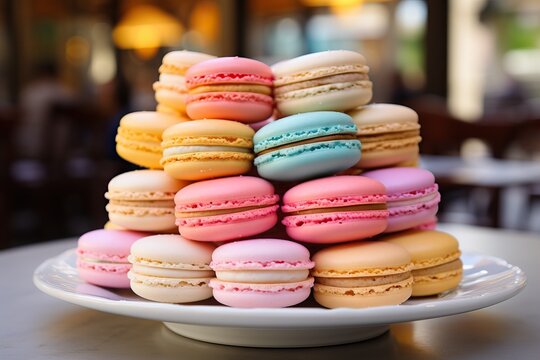 Pastel colored delicious macarons