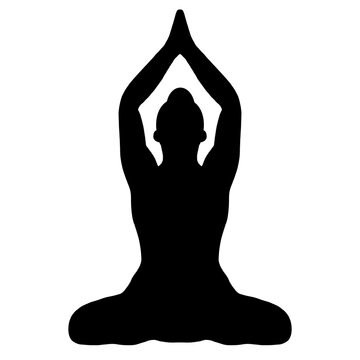 Yoga Pose Illustration - parvatasana - seated mountain pose - Yogo pose silhouette