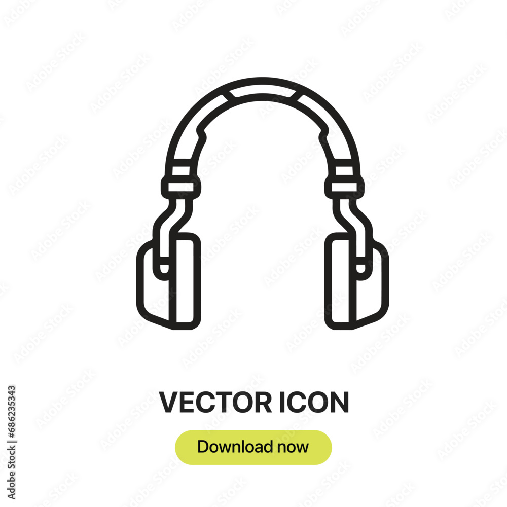 Poster headphones icon vector. linear-style sign for mobile concept and web design. headphones symbol illus