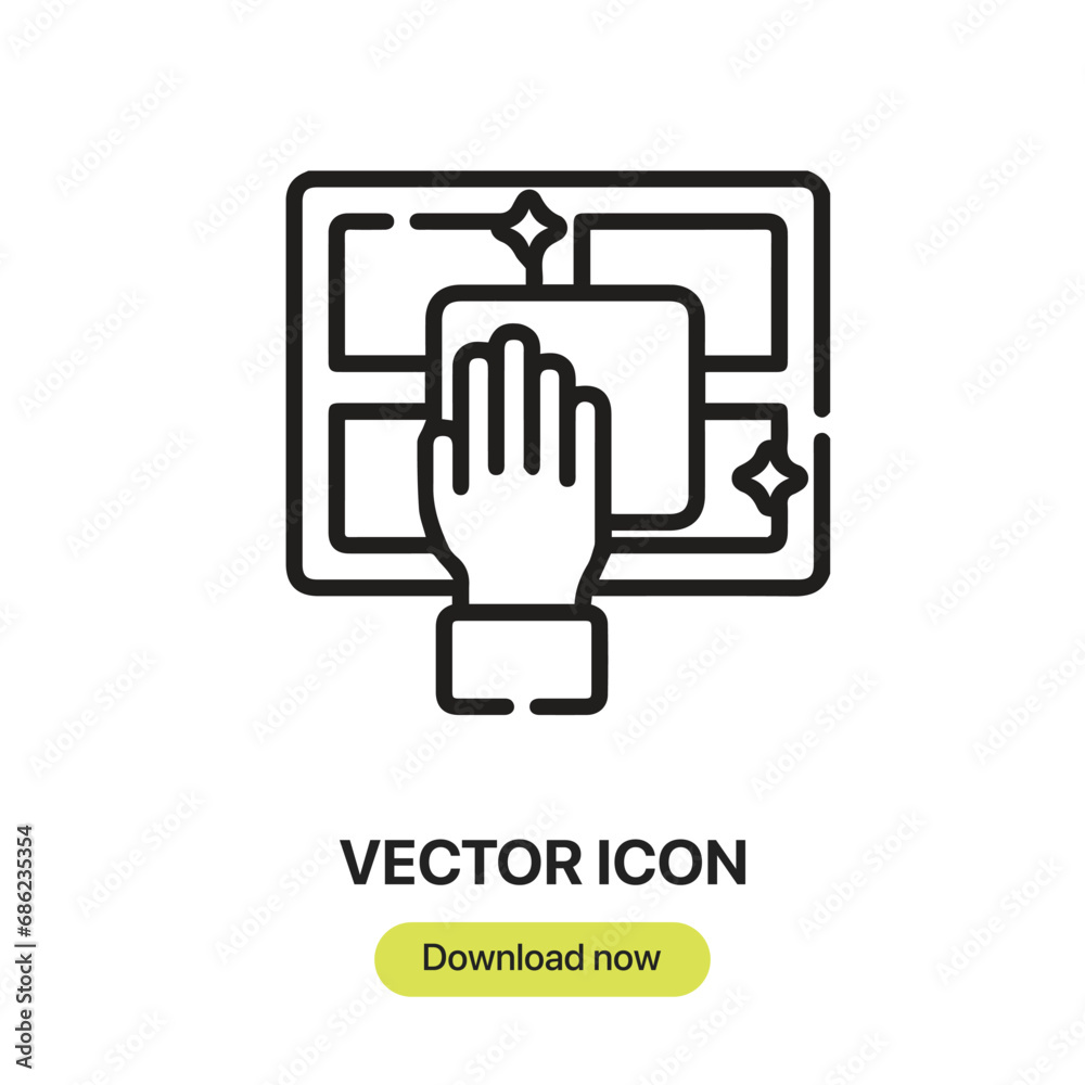 Poster Window icon vector. Linear-style sign for mobile concept and web design. Window symbol illustration. Pixel vector graphics - Vector.