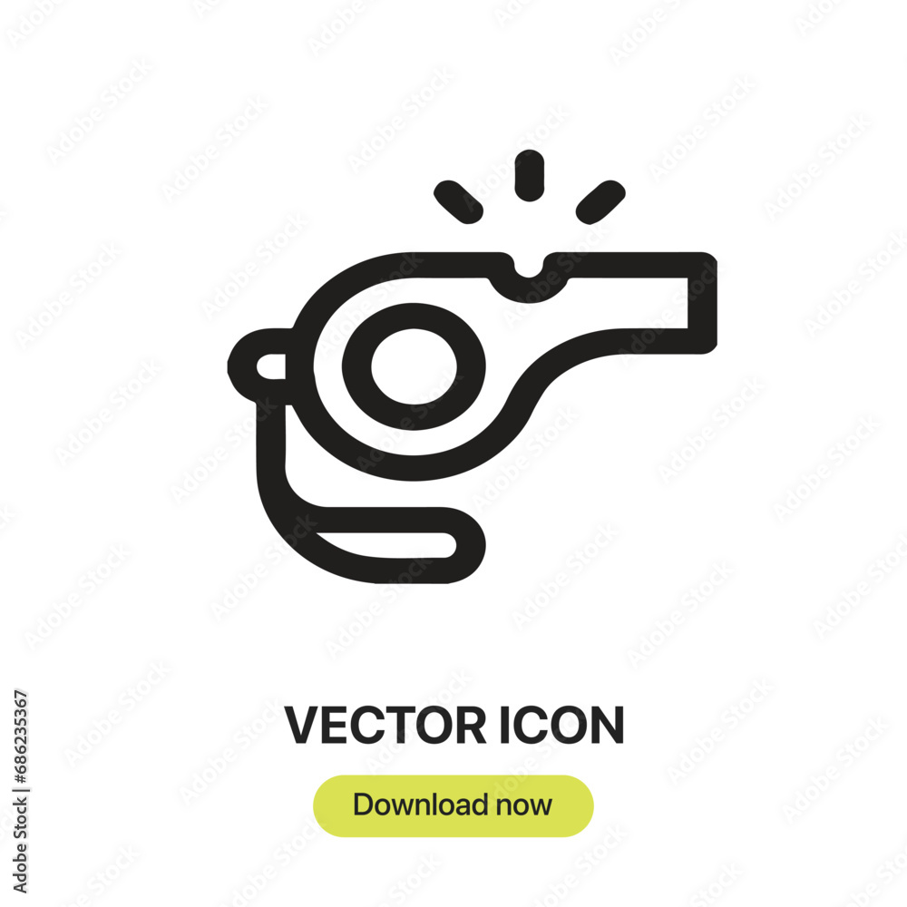 Leinwandbilder Whistle icon vector. Linear-style sign for mobile concept and web design. Whistle symbol illustration. Pixel vector graphics - Vector.