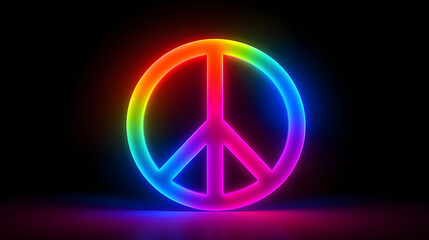 multicolored peace symbol on a black background