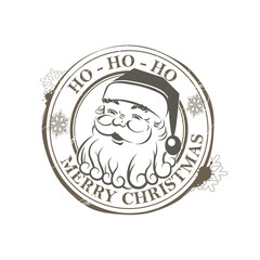 Round print with Santa Claus, Christmas isolated design component.