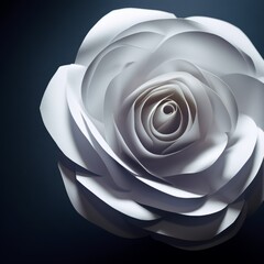 a white paper flower on a black background