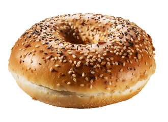 Bagel bread on transparent background. Generative AI.